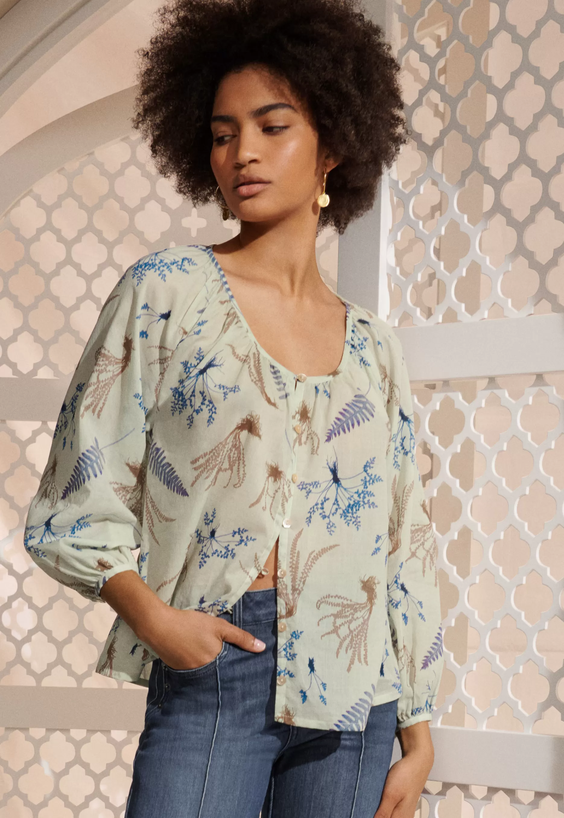 Wrap London Leaf-Print Blouse*Women Shirts & Tops